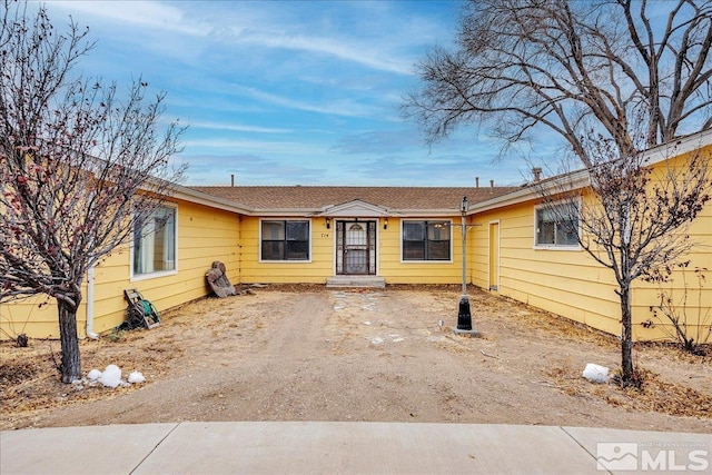 view of single story home