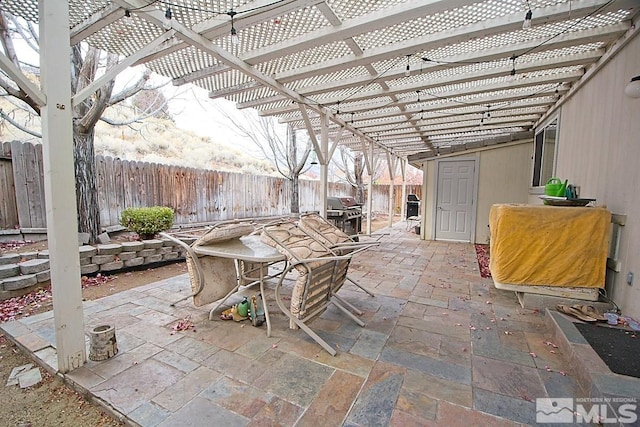 view of patio / terrace with a grill and a pergola