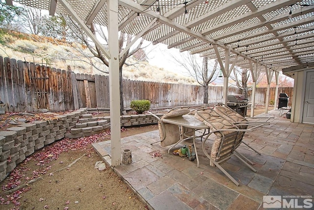 view of patio / terrace with a grill and a pergola