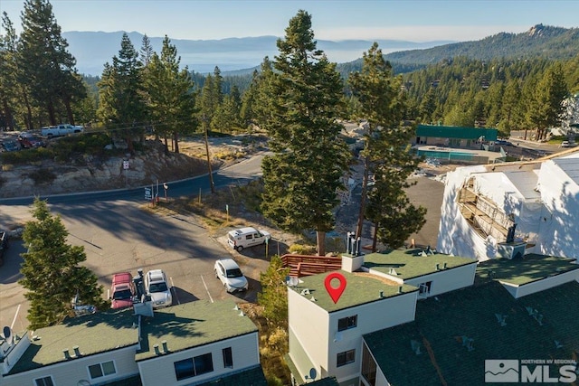 bird's eye view with a mountain view