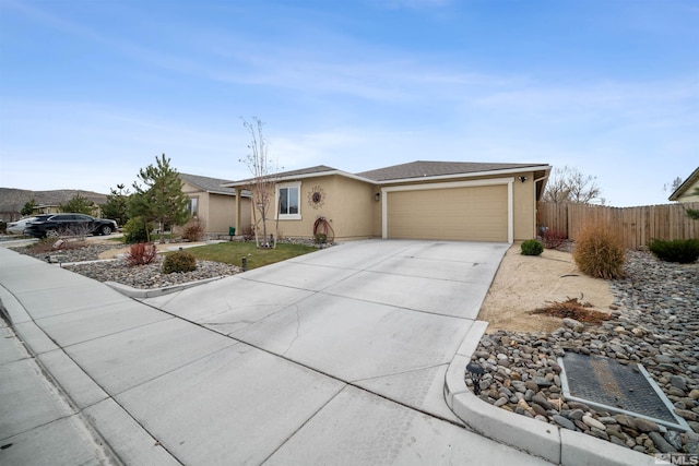 single story home with a garage