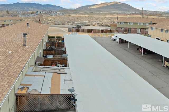 view of patio with a mountain view