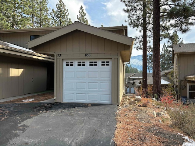 garage with a mountain view