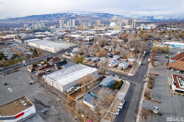 bird's eye view with a mountain view