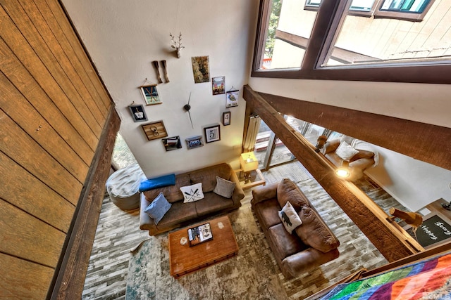 living room with hardwood / wood-style floors