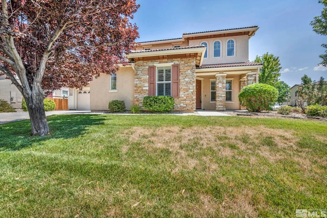 view of front of property with a front lawn