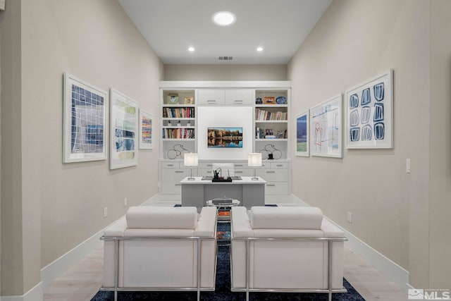 office space featuring light hardwood / wood-style flooring