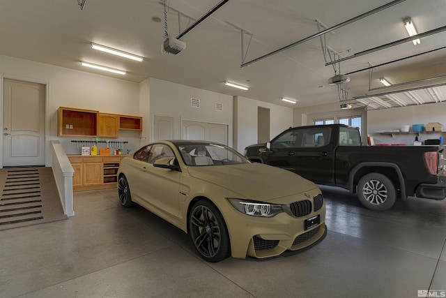 garage with a garage door opener