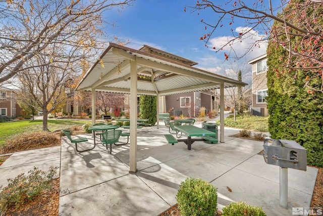 view of patio featuring a gazebo