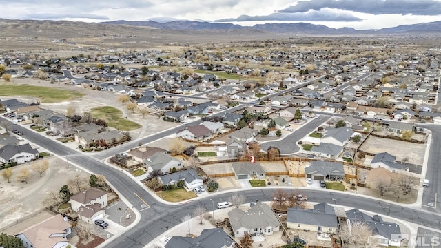 drone / aerial view with a mountain view