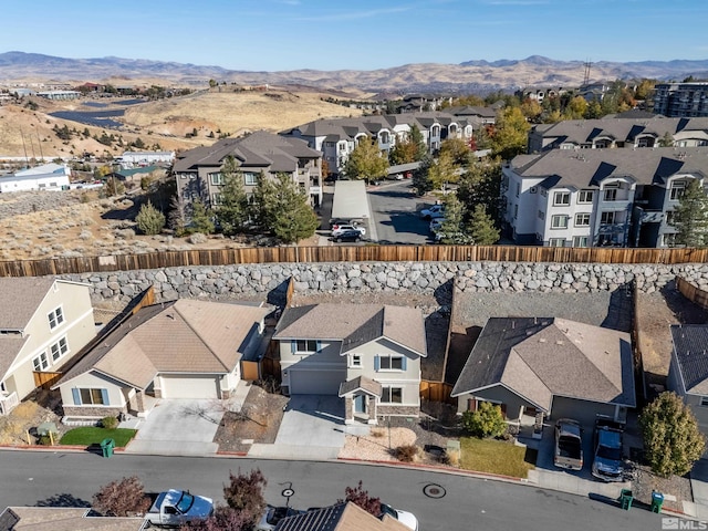 bird's eye view with a mountain view