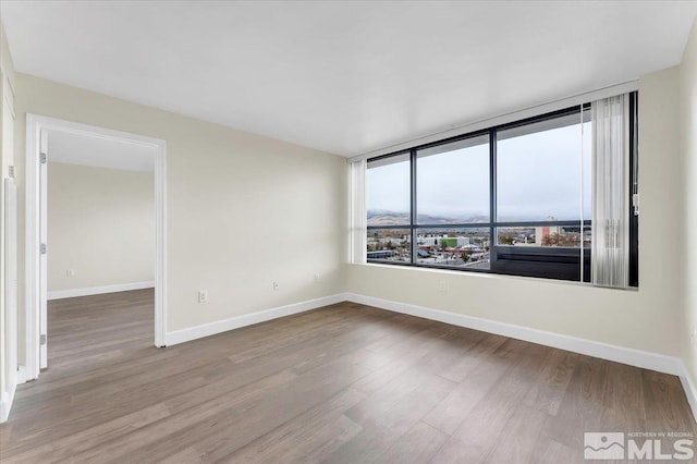 spare room featuring wood-type flooring