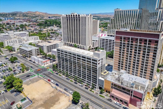 drone / aerial view with a mountain view