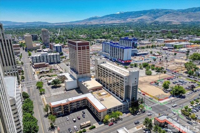 birds eye view of property featuring a mountain view