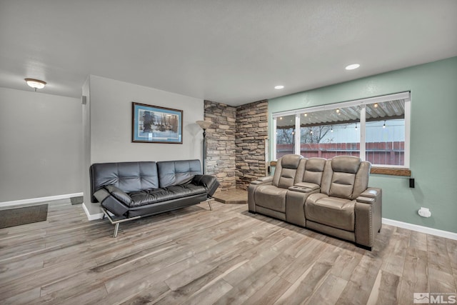 living room featuring light hardwood / wood-style floors