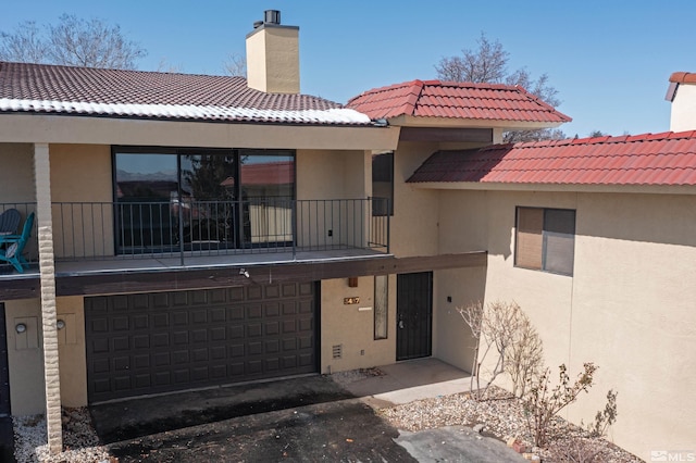 exterior space featuring a garage