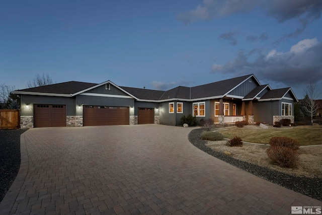 view of front of house with a garage