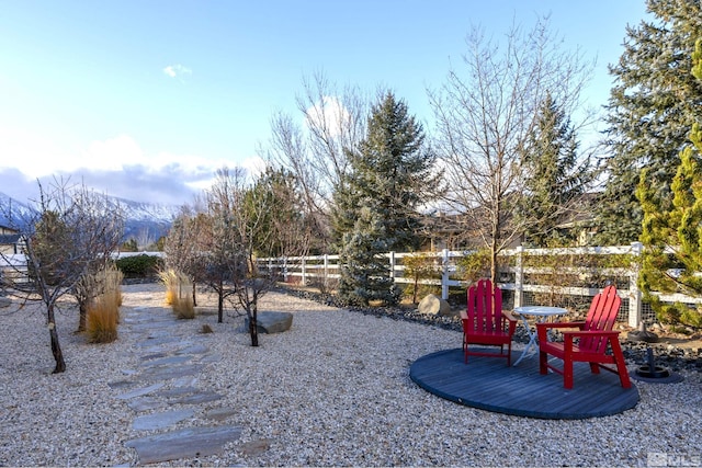 view of yard with a mountain view