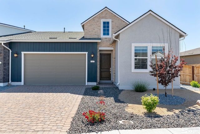 view of front of home featuring a garage