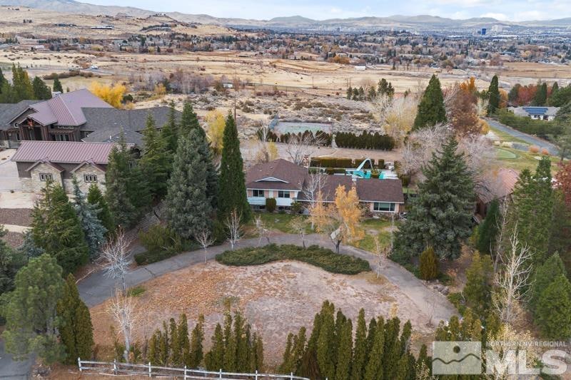 bird's eye view with a mountain view