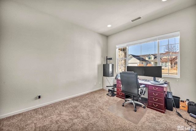 office space featuring carpet floors