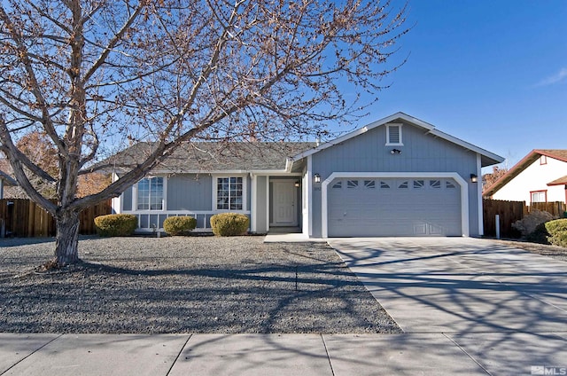 single story home with a garage