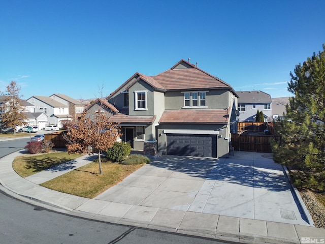 view of front property with a garage