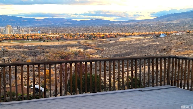 deck with a mountain view