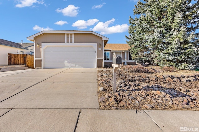 single story home with a garage