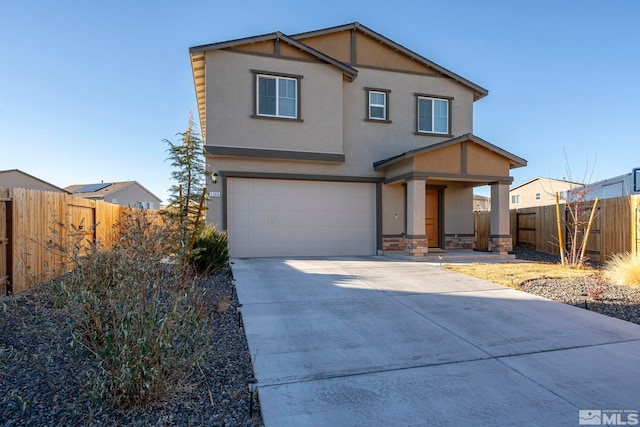 view of front property with a garage