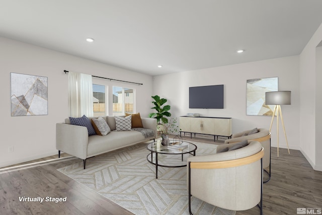 living room with hardwood / wood-style floors