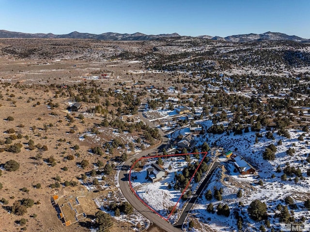 birds eye view of property featuring a mountain view