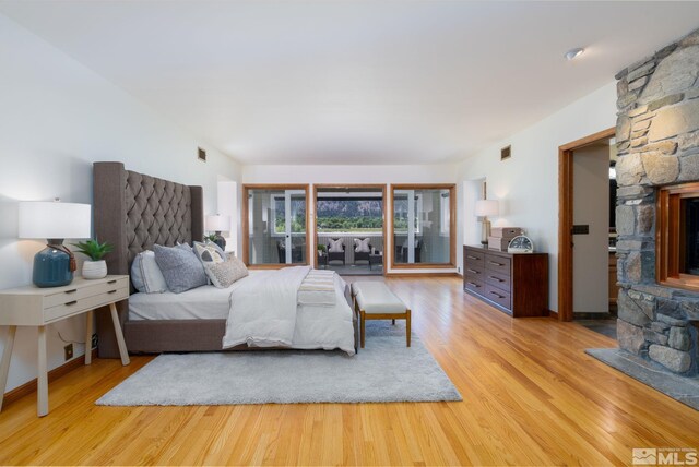 bedroom featuring light wood-type flooring