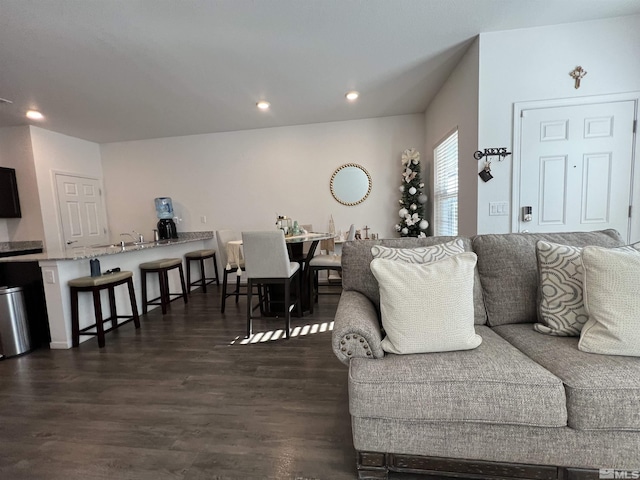 living room featuring dark hardwood / wood-style floors