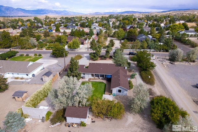 bird's eye view with a mountain view