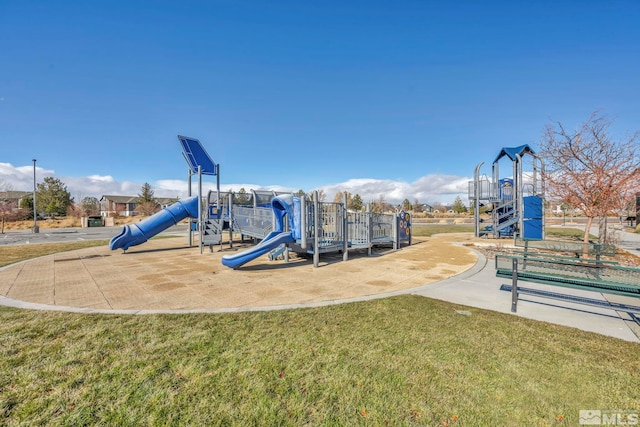 view of play area with a yard