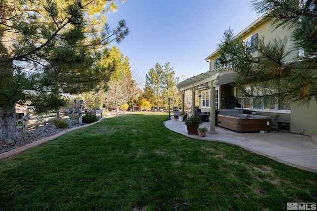 view of yard with a patio area and a pergola