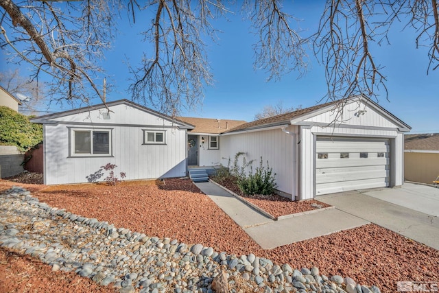 single story home with a garage