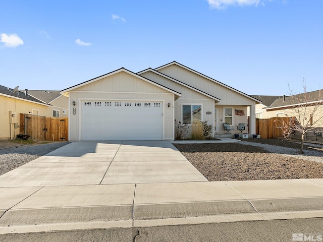 single story home featuring a garage