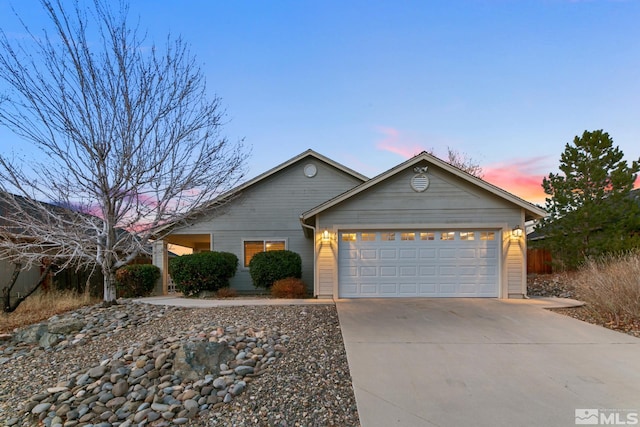 single story home with a garage