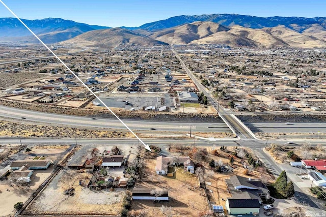 bird's eye view with a mountain view