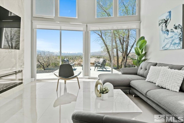 view of tiled living room