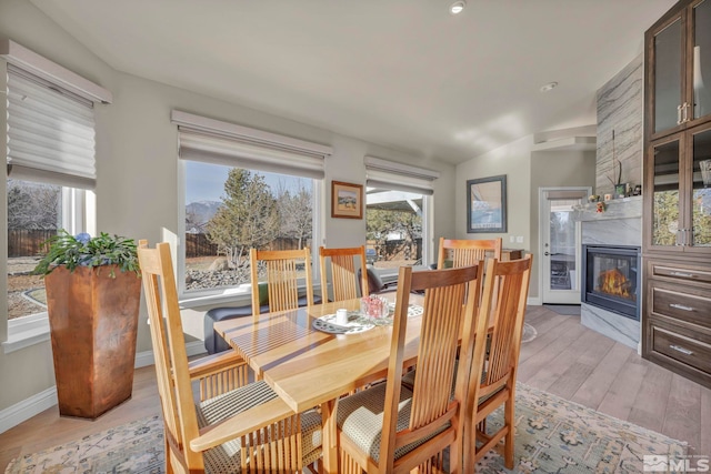 dining area with light hardwood / wood-style flooring