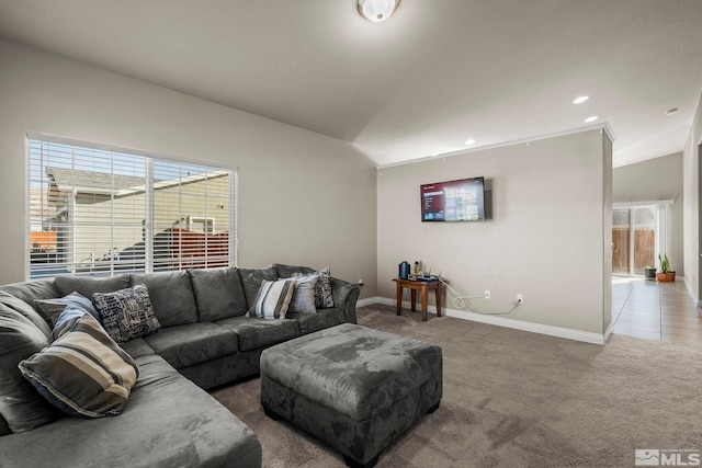 living room with carpet floors