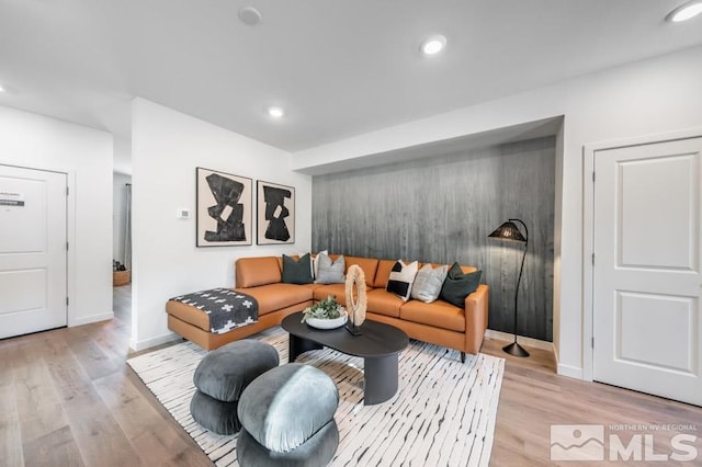 living room featuring light hardwood / wood-style flooring