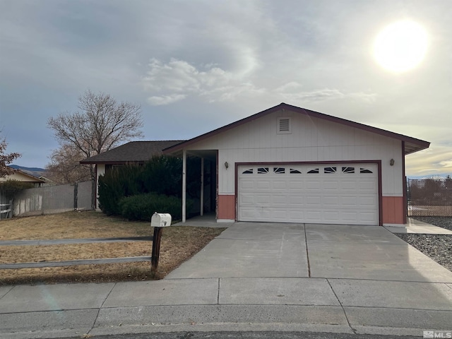 single story home with a garage