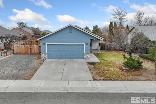 ranch-style house with a front lawn and a garage