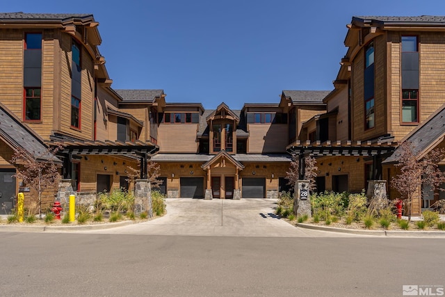 view of building exterior with a garage