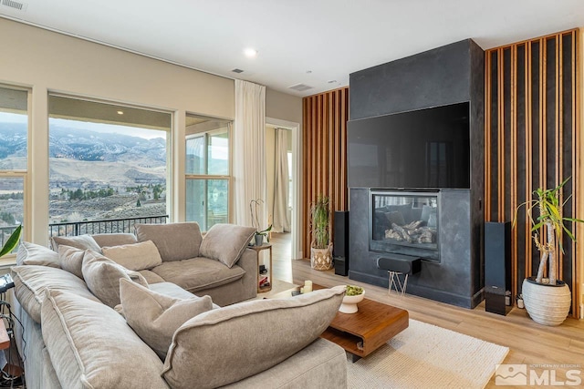 living room with hardwood / wood-style floors