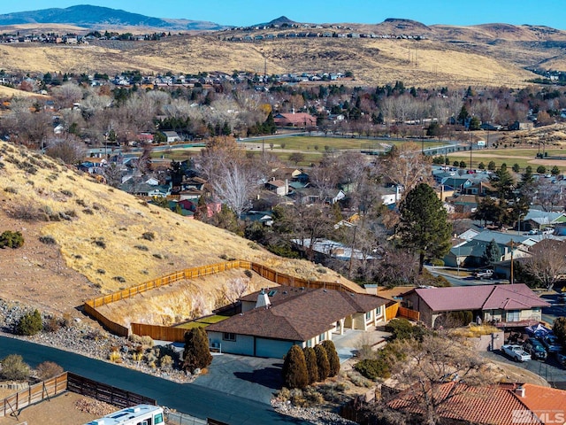 aerial view featuring a mountain view